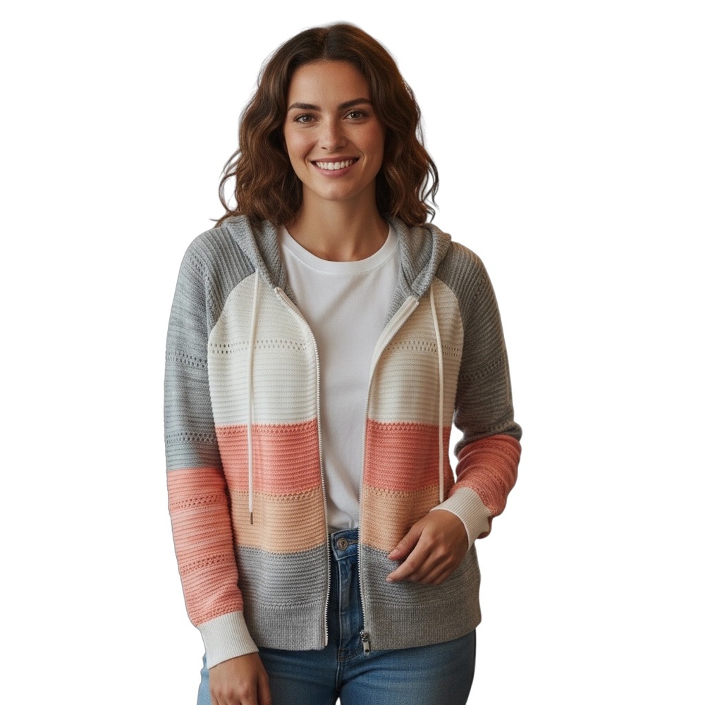 Colorblock Gray and Pink Women's Hoodie